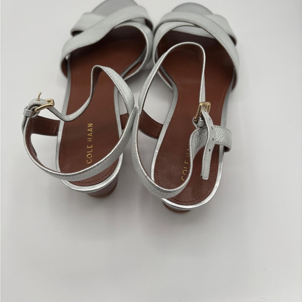 NWT Cole Haan Womens Elsie Cross Wedge Argento Sandal Size 10 - Picture 4 of 8